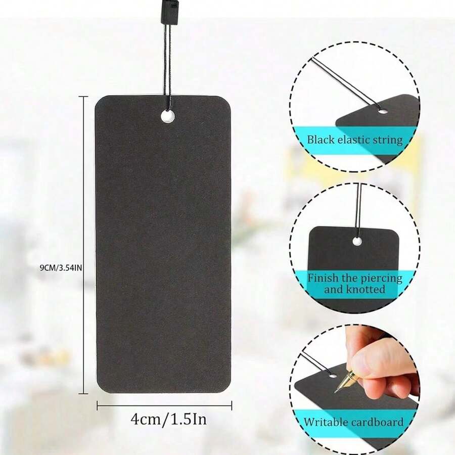 100 Pack Black Tags With String Large Price Tags With Elastic Strings