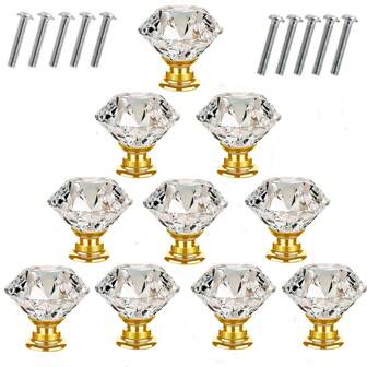 10 Pack Drawer Knobs With Screws Diamond Shaped Acrylic 25mm/28mm Cabinet Knobs Pull Handles