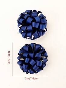 2pcs/Pack Navy Blue Pom Pom Flower Hair Clips For Kids