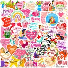 50 miếng dán Ngày của Mẹ vui vẻ, miếng dán Ngày của Mẹ hoạt hình cho bé gái bé trai người lớn, bộ quà tặng miếng dán số lượng lớn cho sổ lưu niệm ván trượt chai nước đồ trang trí tiệc sinh nhật - Nhiều màu - Xem 2