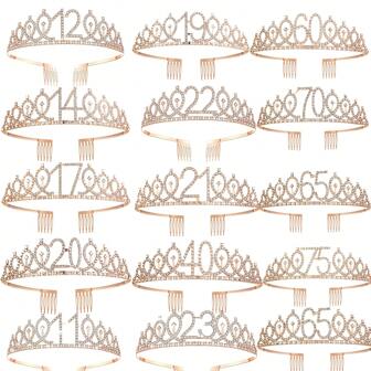 1pc Alloy & Rhinestone Crown Headband For Women, Suitable For Birthday Parties Tiaras