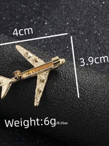 1 pieza Broche con diseño de avión con strass premium, accesorio estiloso para trajes y chaquetas de hombre - Dorado - Ver 6