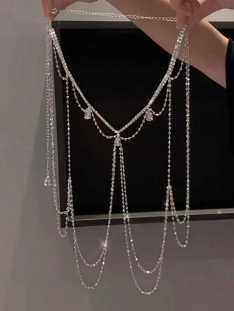 1件精美奢華的鏈條吊墜肩頸鍊,適合女性在任何場合佩戴