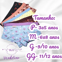 Kit 5 Calcinha Box Infantil Estampada Suede Boxer/Girl Boyshorts Cueca Menina Criança