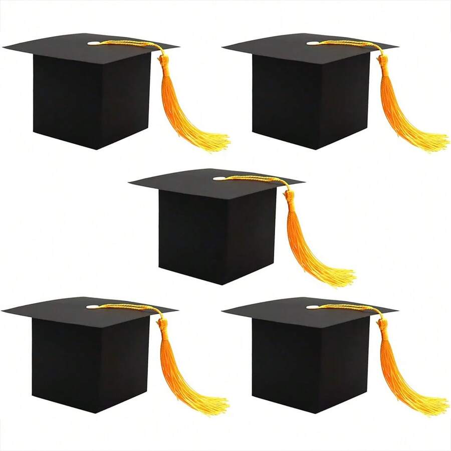 10pcs/30pcs Graduation Cap Shaped Candy Boxes For Party, Used As Graduation Decoration Gift Candy Boxes - Black - View 1