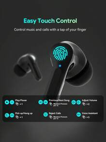 Tagry Écouteurs sans fil I17, écouteurs intra-auriculaires sans fil à réduction de bruit CVC hi-fi stéréo avec son immersif, 35 heures d'autonomie, casque Bluetooth pour iOS/Android/salle de sport/sport/voyage/cadeau