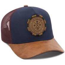 Men Baseball Cap - Blue/Leather - View 2