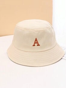 1pc New Women's Letter Embroidery Bucket Hat For Four Seasons, Concise Classic Style, Windproof & Sunscreen, Adjustable, Suitable For Outdoor Travel