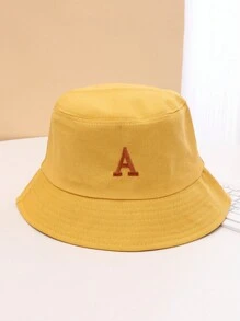 1pc New Women's Letter Embroidery Bucket Hat For Four Seasons, Concise Classic Style, Windproof & Sunscreen, Adjustable, Suitable For Outdoor Travel