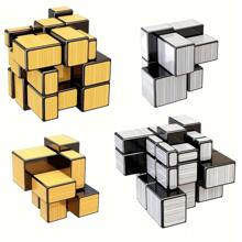 Cubo De Espejo Mágico 2x2 3x3 Con Pegatinas Doradas Y Plateadas, Forma Especial De Los Cubos, Juguetes Educativos De Rompecabezas Para Niños Designados Para Competición, Juguete De Cubos Para Niños, Un Regalo Para Niños