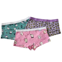 Kit 5 Calcinha Box Infantil Estampada Suede Boxer/Girl Boyshorts Cueca Menina Criança