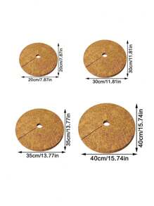 FEPK 1片扁平防草垫,椰子棕垫,圓形椰子纖維垫,椰子棕根保護垫,盆栽垫,自然椰子纖維樹蓋垫保護膜,適用於盆栽植物,防塵和防貓,是一款很好的園藝盆蓋防塵保護罩 - 棕色 - 查看 2