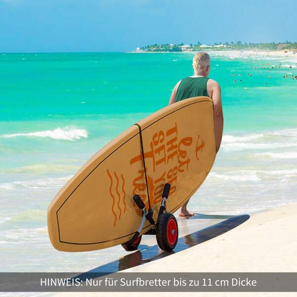HOMCOM Surfwagen Surfboard Transportwagen klappbar gepolstert PU-Reifen Alu Silber bis 45 kg L64 x B55 x H38,5 cm