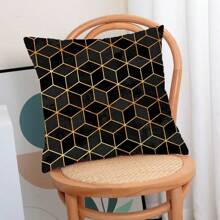 1pc Classic Geometric Gold Pattern Cushion Cover/Pillowcase Suitable For All Seasons (Without Filling) - Multicolor - View 1