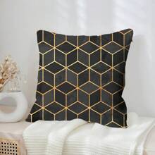 1pc Classic Geometric Gold Pattern Cushion Cover/Pillowcase Suitable For All Seasons (Without Filling) - Multicolor - View 8