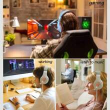 Colusi  Wired Gaming Headset With Noise Canceling Mic,Bass Surround,Memory Foam Ear Pads,One Click Mute, For PC,Switch - White - View 4