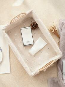 2pcs/Set Rattan Woven Desktop Storage Basket, Household Coffee Table Paper Rope Storage Box For Cosmetics, Remote Control, And Other Sundries Organization - Apricot - View 7