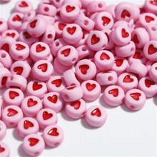 100/200/500颗粉色和红色心形亚克力珠，4*7毫米，适用于DIY项链、手链、生日礼物首饰制作 - 粉色 - 查看 5