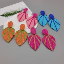 1 đôi Quá quắt Đúng mốt Raffia & Hình dạng Hoa tai , Hoàn hảo Đối với phụ nữ Đến Mặc bờ biển Kỳ nghỉ - bông tai lá cọ - Xem 1