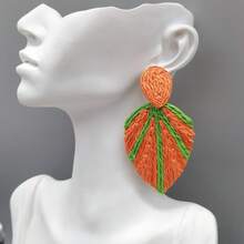1 đôi Quá quắt Đúng mốt Raffia & Hình dạng Hoa tai , Hoàn hảo Đối với phụ nữ Đến Mặc bờ biển Kỳ nghỉ - bông tai lá cọ - Xem 9