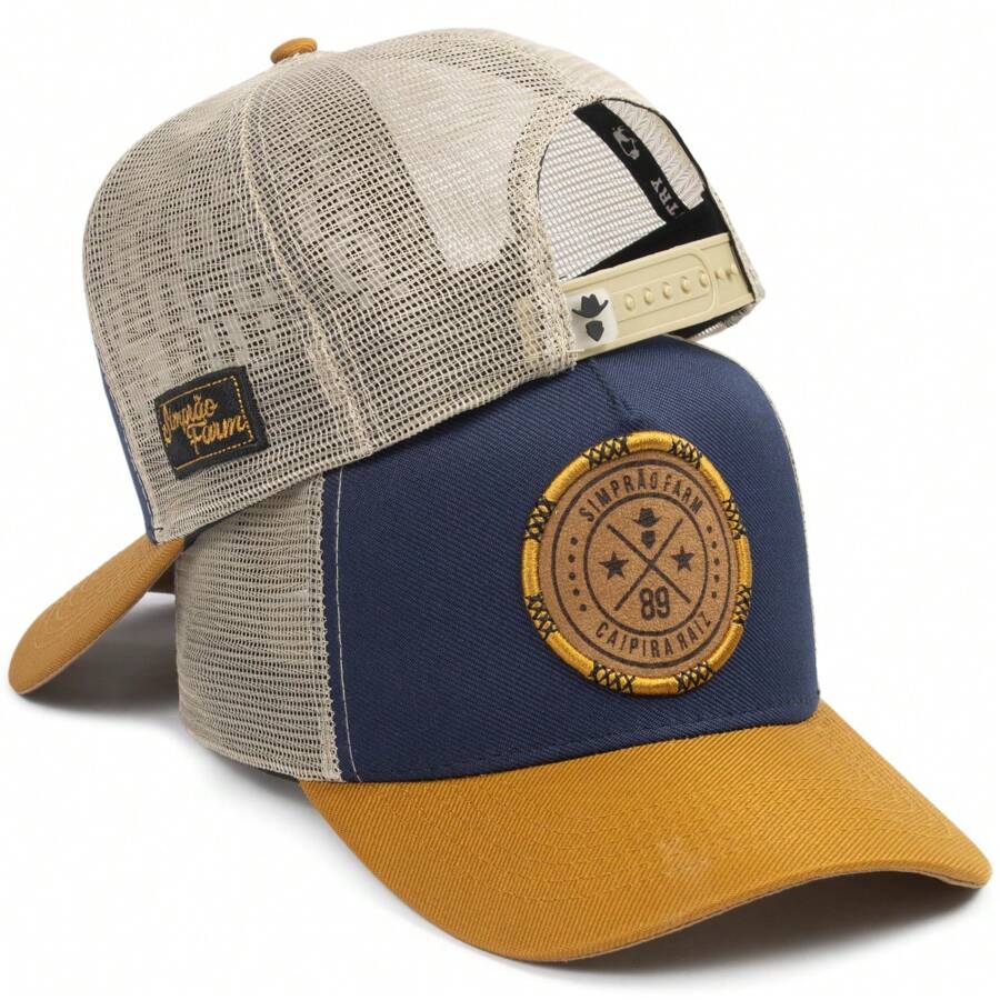 Men Baseball Cap Street - Blue/Caramel - View 1