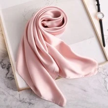 女士70cm x 70cm的亞麻方巾純色圍巾，適用於袋子裝飾、防曬、披肩、優雅頭巾、時尚髮箍 - A - 查看 17