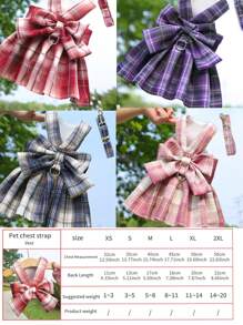 Thú cưng JK Kẻ sọc Đầm Với Harness Dây xích Đối với Đi dạo Chó Và Mèo , Teddy & Chó bun pháp Quần áo & Phụ kiện - Hồng - Xem 2