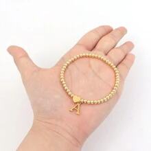 新款奢华心形字母吊坠4毫米串珠手链，女士款