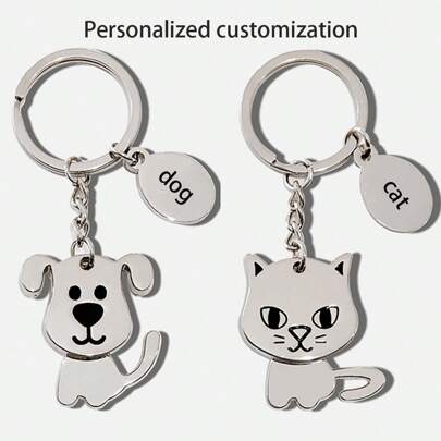 1pc Unisex Cute Personalized Swinging Dog, Cat Or Kitten Pendant With Customized Name Tag Keychain, Suitable For Gifting To Friends, Family And Colleagues,School Supplies,Back To School,School Gift,For Office,For School,For Classroom,For Teacher Gifts,For University,For Colleague,For Dorm Rooms,For Teacher,For Boys And Girls,For Teenagers,Junior High School Students,Middle School Students,High School Senior High School Students,College Students,University Students,Freshman,Sophomore,Underclassmen