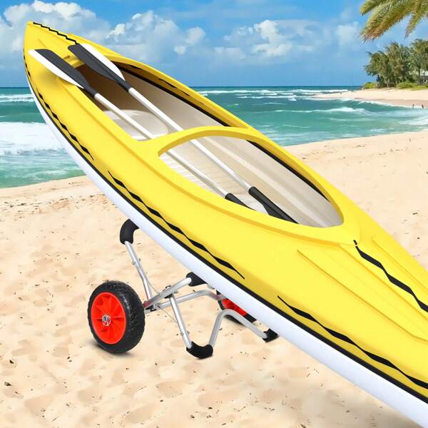 HOMCOM Kajakwagen Alu Bootswagen faltbare transportwagen PU-Reifen Silber 75 kg 75 x 43 x 46 cm