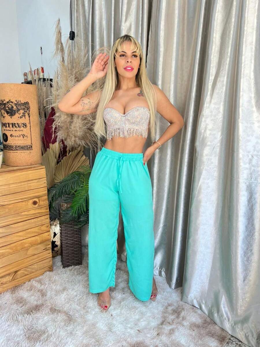 Women Pants - 薄荷綠 - 查看 1