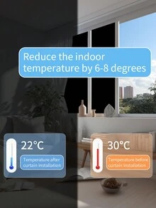 1 Miếng Đã nâng cấp Có thể mang đi Rèm cửa Dán Kiểu , Tạm thời Blinds Đối với Em bé , Phòng ngủ , Đến - Màu xanh lam - Xem 4