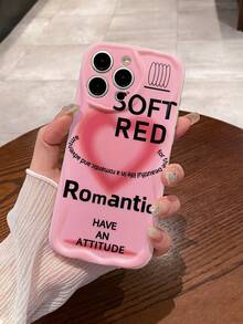 Ốp Điện Thoại Họa Tiết Trái Tim & Lượn Sóng, In Bảng Chữ Cái Màu Đen Trên Nền Hồng, Ốp Bảo Vệ Camera Toàn Diện Màu Trắng Ngà, Tương Thích Với Iphone 11, Iphone 13, Iphone 14, Iphone 15 Và Các Mẫu Iphone Khác - Nhiều màu - Xem 3