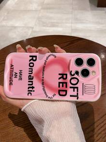 Ốp Điện Thoại Họa Tiết Trái Tim & Lượn Sóng, In Bảng Chữ Cái Màu Đen Trên Nền Hồng, Ốp Bảo Vệ Camera Toàn Diện Màu Trắng Ngà, Tương Thích Với Iphone 11, Iphone 13, Iphone 14, Iphone 15 Và Các Mẫu Iphone Khác - Nhiều màu - Xem 4