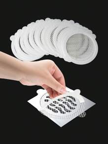 30 Tròn 90mm Giường đôi tiêu chuẩn Đôi tai Sơi thủy tinh Phòng vệ sinh Phòng tắm Tóc Chống tắc nghẽn Dùng một lần Thoát Nước Sàn Dán Cống rãnh Phòng bếp Bộ lọc Nắp Thoát Nước Tầng Cống - trắng - Xem 3