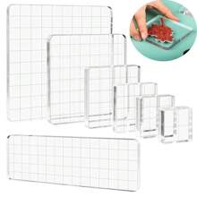 CYFUN DESIGN 3/5/6/7/9 Pcs/Set Clear Acrylic Stamp Block Kit With Grid Lines For DIY Scrapbooking Clear Photo Album Decorative - Clear - View 1