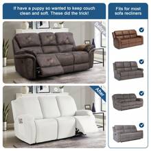 1/2/3 Seat Solid Recliner Sofa Covers, Polyester Fabric Stretch Recliner Couch Covers For Chair Cover, Soft Washable Furniture Protector With Pockets - trắng - Xem 5