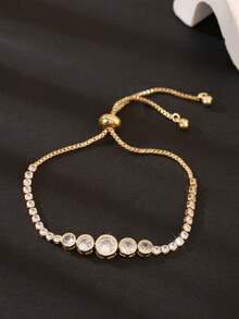 1 Miếng Sang trọng Đồng & Mắt Kết cườm Chuỗi Có thể điều chỉnh Vòng tay , Hoàn hảo Qủa tặng Đối với Ngày - Vàng - Xem 7