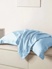 1pc Satin Solid Color Pillowcase With Envelope Closure, Bedroom Accessory