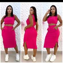 Women Two-Piece Outfits - Màu Hồng Tươi - Xem 3