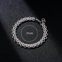 1pc Hip Hop Retro And Domineering, Interlocking Multiple Loops Men's Stainless Steel Chain Bracelet For Daily Decoration - Chain Bracelet - View 5