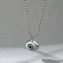1入不分男女個性化眼型吊墜項鍊,適合庞克風格和度假風 - 銀色 - 查看 8