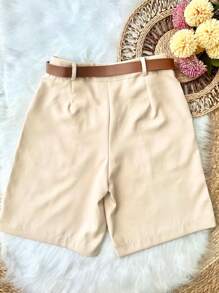 Women Shorts - 杏色 - 查看 3