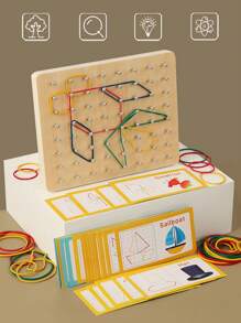 Dekoracja świąteczna Montessori Wczesna edukacja Drewniane zabawki edukacyjne dla dzieci Geometryczna kreatywna tablica do paznokci Grafika Zabawki edukacyjne dla dzieci Wczesna edukacja Matematyka edukacyjna Zabawki do gry (losowa ilość kolorów gumki)