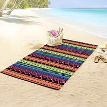 1pc Striped Pattern Beach Towel & Microfiber Beach Towel & Sports Towel, Suitable For Summer, Beach, Swimming Pool - Multicolor - View 2