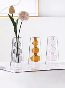 1入組北歐風現代簡約多彩玻璃創意雙層透明花瓶,適用於客廳乾燥花卉、無火藤條、芳香紙、插花裝飾、花卉水栽春季家居裝飾 - 1pc - 查看 4