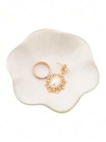 1 包 4.3 英寸白色陶瓷首饰托盘项链戒指手链收纳盘首饰托盘返校 - 白色 - 查看 1