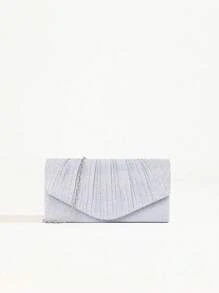 Mini Square Bag With Sparkly Flap Glamorous Evening Bag With Chain For Party Glamorous, Elegant, Exquisite, Quiet Luxury Sequins, Elegant, Luxurious, Shiny Mini Glitter Envelope Bag Chain With Flap Glamorous, Bridal Bag Perfect For Weddings, Proms And Party Events Evening Bag, Dinner Bag For Party Girl, Woman. - 銀色 - 查看 1