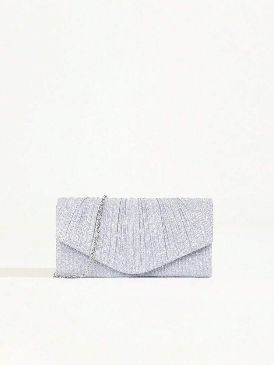 Mini Square Bag With Sparkly Flap Glamorous Evening Bag With Chain For Party Glamorous, Elegant, Exquisite, Quiet Luxury Sequins, Elegant, Luxurious, Shiny Mini Glitter Envelope Bag Chain With Flap Glamorous, Bridal Bag Perfect For Weddings, Proms And Party Events Evening Bag, Dinner Bag For Party Girl, Woman. - 銀色 - 查看 1