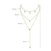 1入時尚極簡多層星空吊墜項鍊女用,金色珠寶 - 金色 - 查看 5